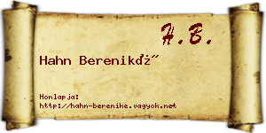 Hahn Bereniké névjegykártya